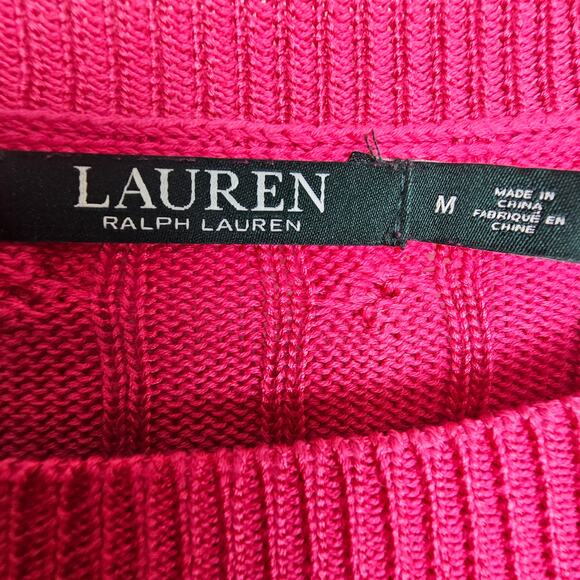 Lauren Ralph Lauren Womens Cable Knit Sweater Preppy Coquette Size M Classic Ivy - Picture 6 of 8